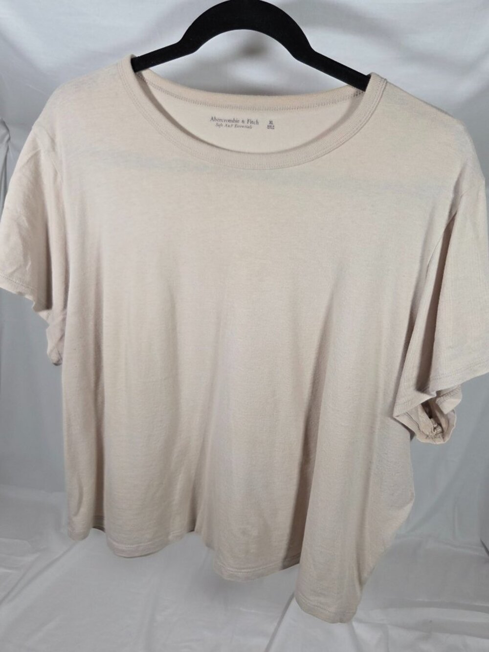 Abercrombie & Fitch Soft A&F Cropped Crew Neck Tee - Tan/Beige
